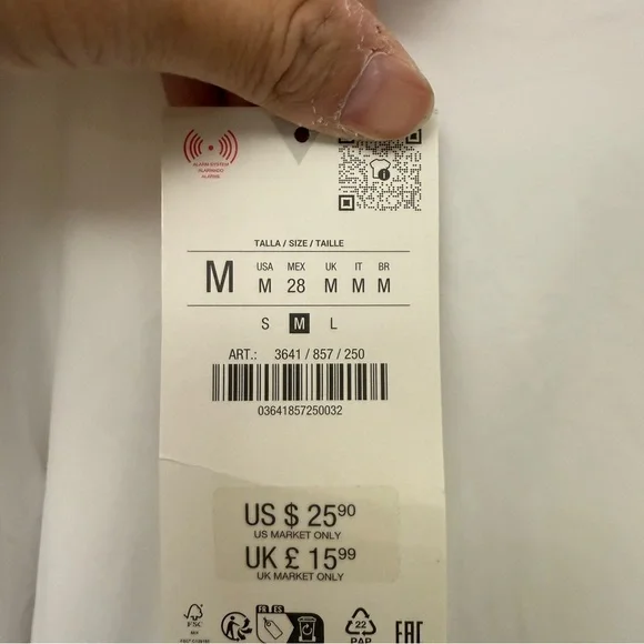 Zara men long sleeve shirt white new with tags M - Picture 4 of 5